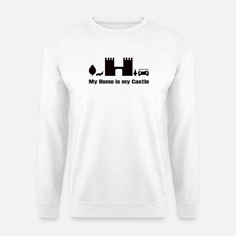 my home is my castle Design, schwarz - Unisex Pullover - Weiß