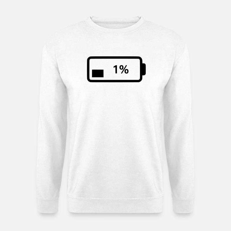  Akku Symbol Ladestand 1% - Unisex Pullover - Weiß