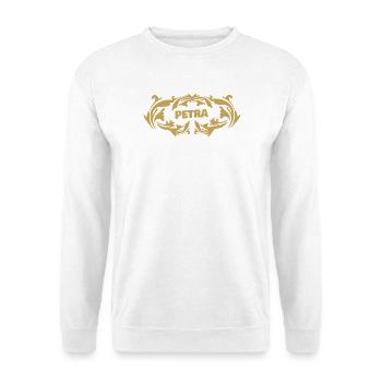 Name Petra - Unisex Pullover - Weiß - Vorne - Alina (178cm) & Michal (187cm)