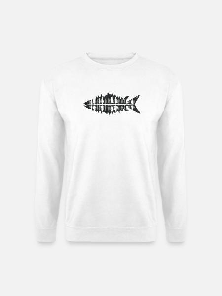 Fischer Natur Fischwald Minimalistisch - Unisex Pullover - Weiß