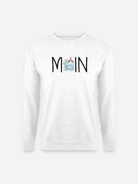 moin Meer Möwen Küste Gruß Wal Spruch Nordsee - Unisex Pullover - Weiß