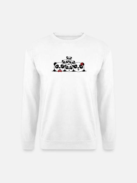 Pandas Chic Familie – 2 Eltern, 4 Kinder - Unisex Pullover - Weiß