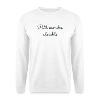 Niedliches kleines Monster - Unisex Pullover - Weiß - Vorne - Alina (178cm) & Michal (187cm)
