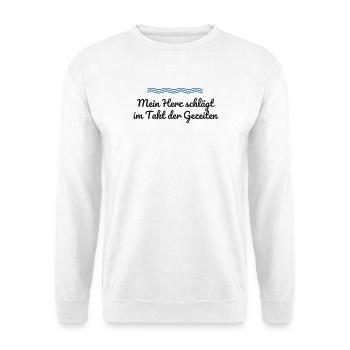 Mein Herz schlägt im Takt der Gezeiten - Unisex Pullover - Weiß - Vorne - Alina (178cm) & Michal (187cm)