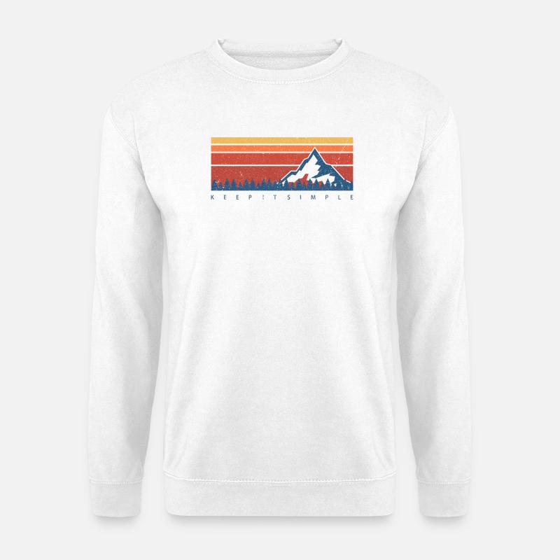 Minimal Mountain Sunset Retro - Unisex Sweatshirt - white