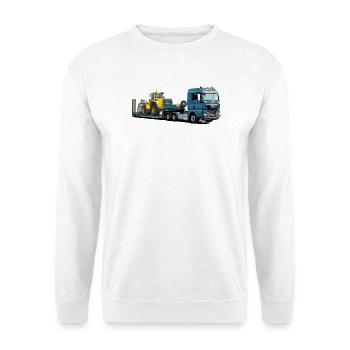 Chargeuse surbaissée avec excavatrice - Sweat-shirt Unisexe - blanc - Devant