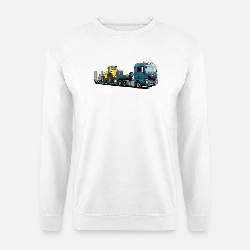 Tieflader mit Bagger - Unisex Pullover - Weiß