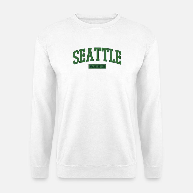 Seattle Schriftzug Grün - Unisex Pullover - Weiß