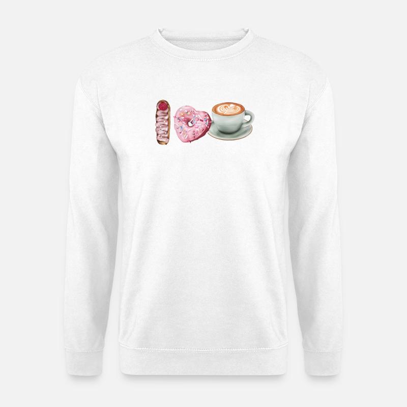 I Love Coffee First Zuerst Kaffee Morgens - Unisex Pullover - Weiß