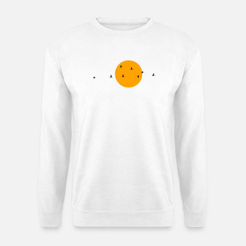 Wildgänse Kraniche Frühling - Unisex Pullover - Weiß