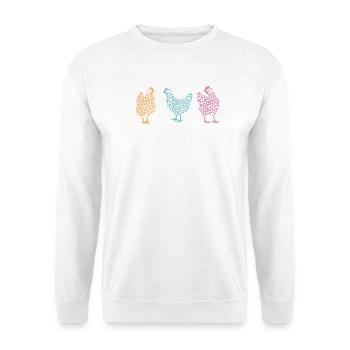 Hühner Fans -  Hahn - Gockel - Blumenhuhn - Bio - Unisex Pullover - Weiß - Vorne