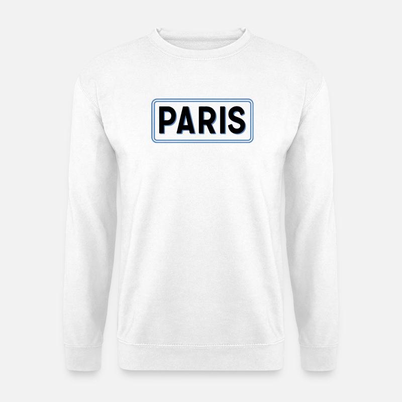 Paris in linearblauer Silhouette - Unisex Pullover - Weiß