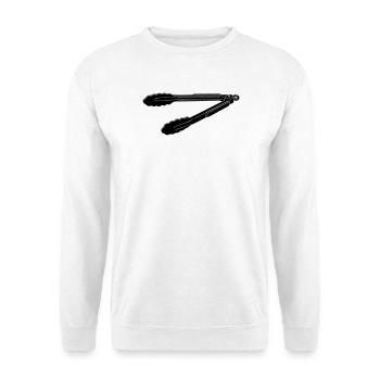 BBQ Grill Tongs Silhouette - Unisex Sweatshirt - white - Front