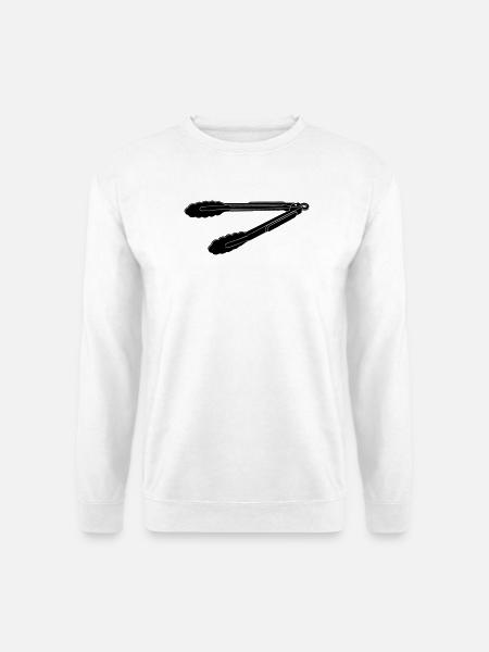 BBQ Grill Tongs Silhouette - Unisex Pullover - Weiß