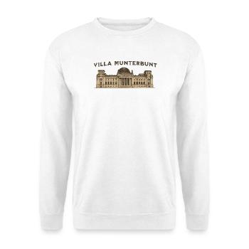 Villa Munterbunt Bundestag – Satire & Politik Spru - Unisex Pullover - Weiß - Vorne - Alina (178cm) & Michal (187cm)