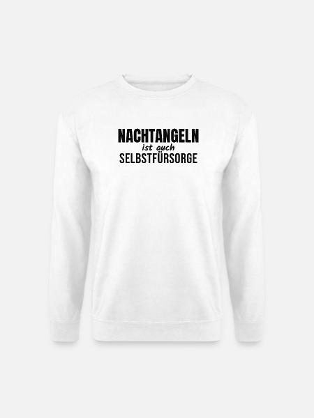 Nachtangeln ist Selbstfürsorge – Angler Spruch - Unisex Pullover - Weiß