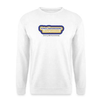 Extra Chromosom Extra Awesome - Unisex Pullover - Weiß - Vorne - Alina (178cm) & Michal (187cm)