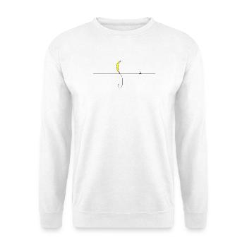 Nachtmond Silhouette Gelb Akzent - Unisex Pullover - Weiß - Vorne - Alina (178cm) & Michal (187cm)