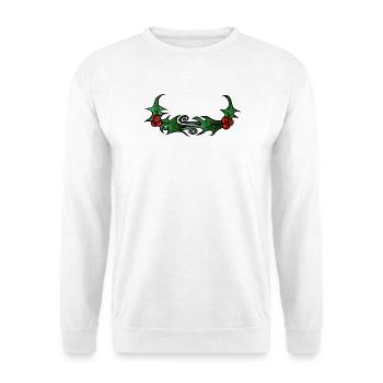 Stechpalmenwirbel-Rand - Unisex Pullover - Weiß - Vorne - Alina (178cm) & Michal (187cm)