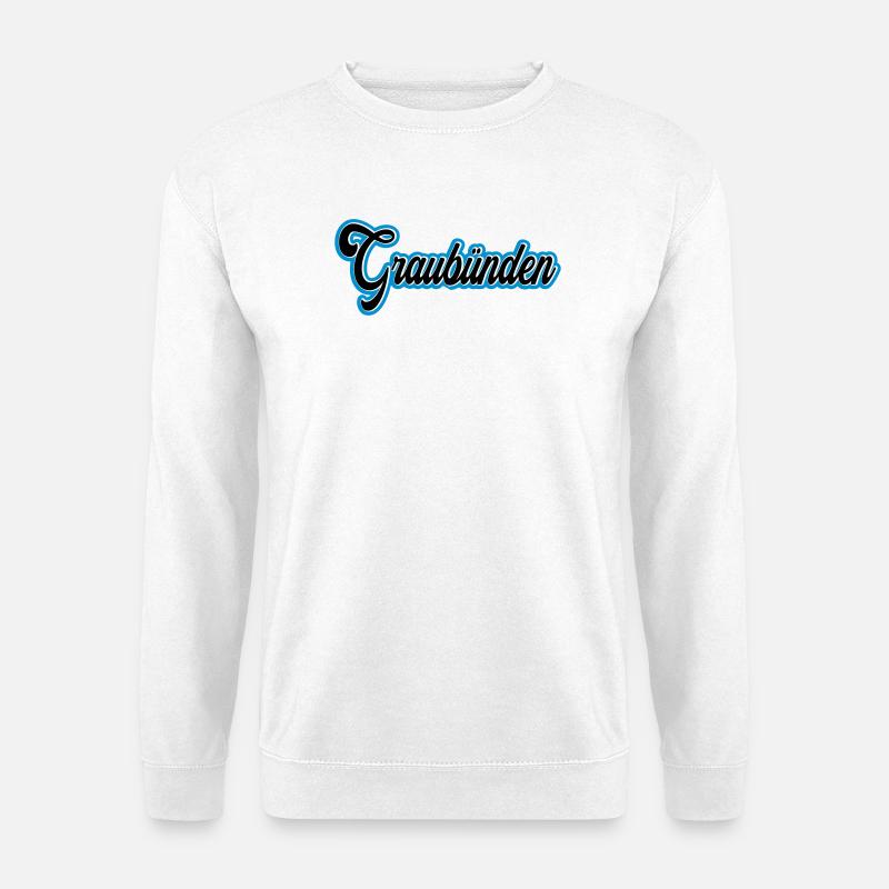 Graubünden Script with Blue Outline - Unisex Sweatshirt - white