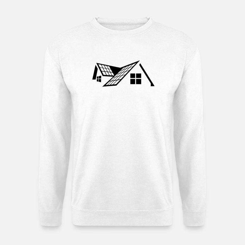 Hausdach mit Sonnenkollektoren - Unisex Pullover - Weiß