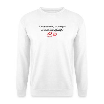Les menottes ça compte comme lien affectif - Sweat-shirt Unisexe - blanc - Devant