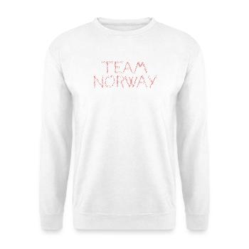 Team Norway Florale Typografie - Unisex Pullover - Weiß - Vorne - Alina (178cm) & Michal (187cm)
