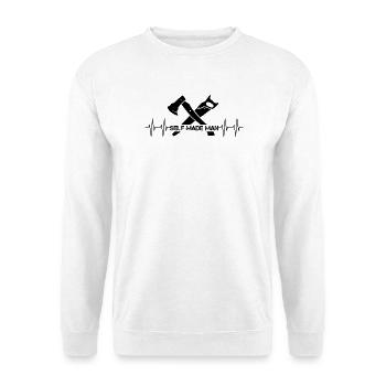 selfmade man Symbol Logo Herzschlag Handwerker - Unisex Pullover - Weiß - Vorne