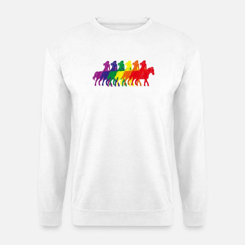 Regenbogen Reiter Silhouette - Unisex Pullover - Weiß