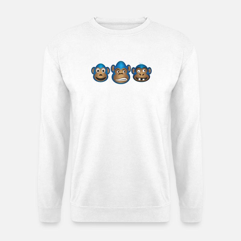 Blue Monkey Trio Expressions - Unisex Pullover - Weiß