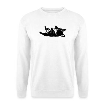 Liegender Hund auf dem Rücken - Unisex Pullover - Weiß - Vorne