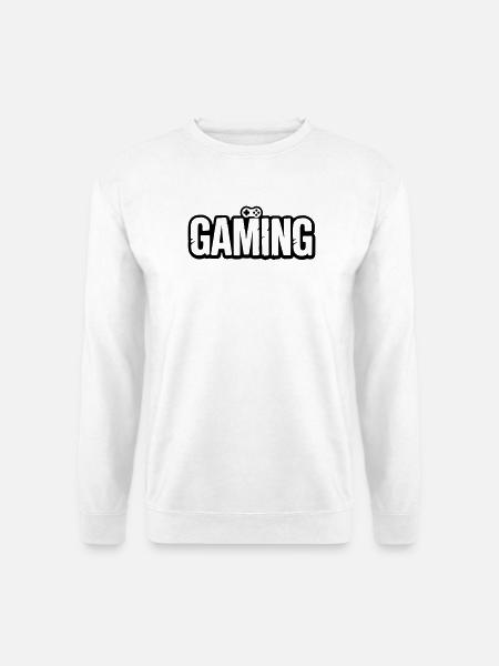 Gaming_Schrift_mit_Conroller - Sweat-shirt Unisexe - blanc