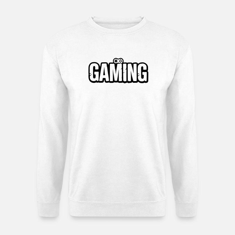 Gaming_Schrift_mit_Conroller - Unisex Pullover - Weiß