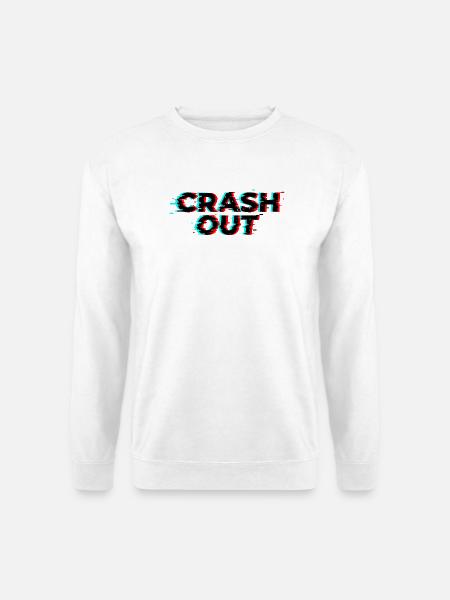 Crash Out - Style Glitch Noir Rouge Cyan - Sweat-shirt Unisexe - blanc
