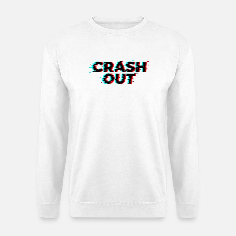 Crash Out – Glitch-Stil Schwarz Rot Cyan - Unisex Pullover - Weiß