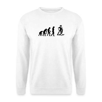 Tolles Unihockey Geschenk für Unihockey - Unisex Pullover - Weiß - Vorne - Alina (178cm) & Michal (187cm)