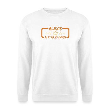 Geschenk für Alexis - Unisex Pullover - Weiß - Vorne - Alina (178cm) & Michal (187cm)