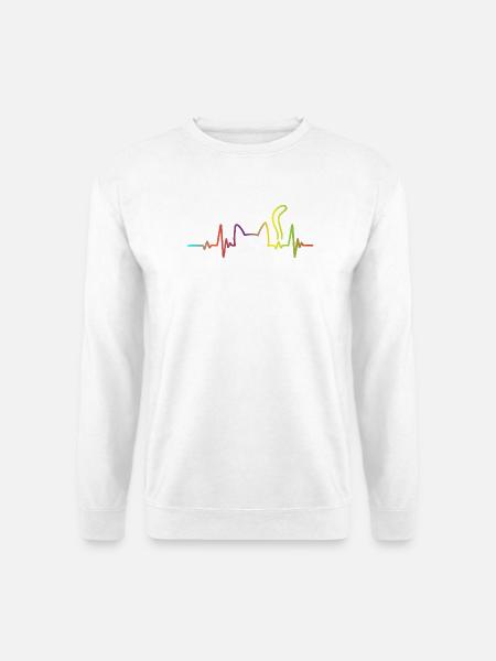Regenbogen Herzschlag Hund - Unisex Pullover - Weiß