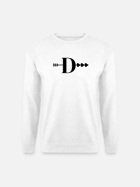 Buchstabe d, Pfeilherz - Unisex Pullover - Weiß