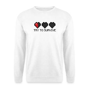 Gaming - Try to survive! - Unisex Pullover - Weiß - Vorne - Alina (178cm) & Michal (187cm)