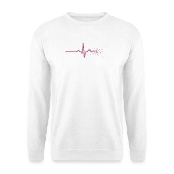Neon Pulse: Verbindung verloren - Unisex Pullover - Weiß - Vorne - Alina (178cm) & Michal (187cm)