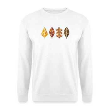 Geometrische Herbstlaub-Motive - Unisex Pullover - Weiß - Vorne - Alina (178cm) & Michal (187cm)