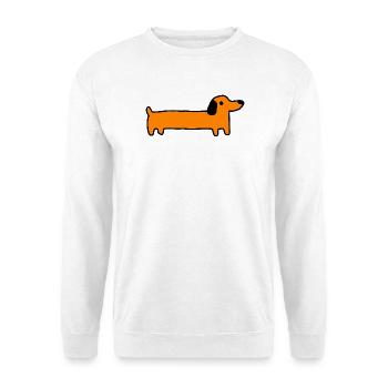 Dackel Hund Geschenk - Unisex Pullover - Weiß - Vorne - Alina (178cm) & Michal (187cm)