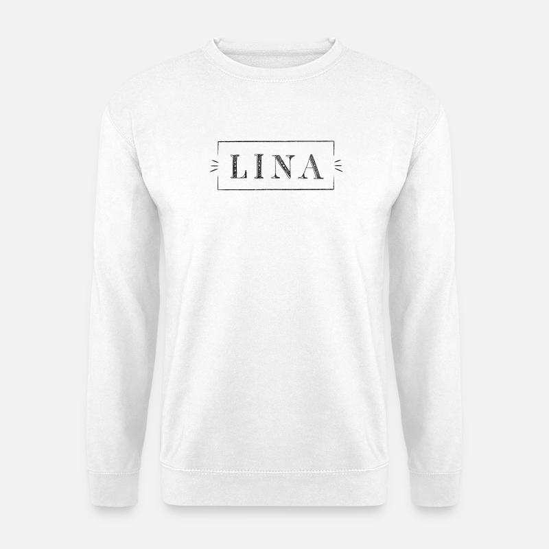 LINA - girl name in a frame - Unisex Pullover - Weiß