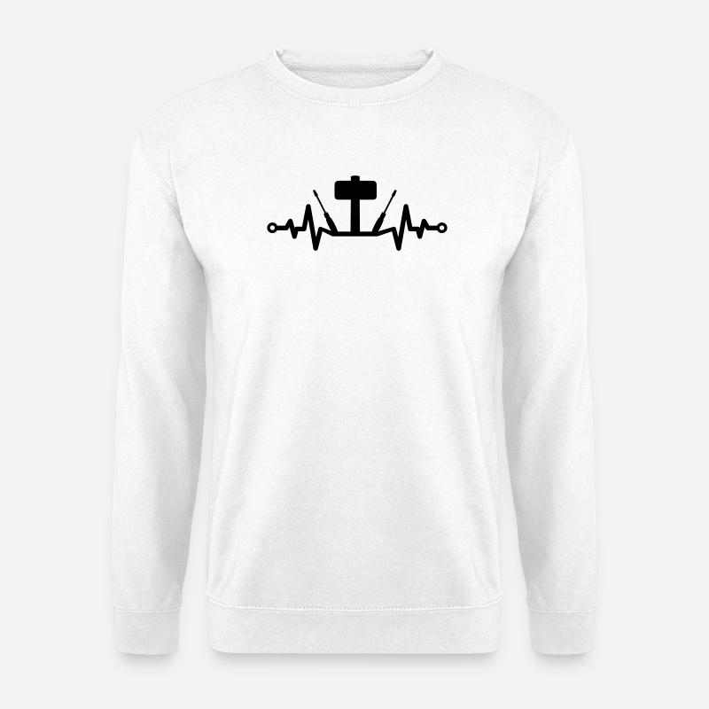 Werkzeug Herzschlag – Hammer und Schraubendreher - Unisex Pullover - Weiß