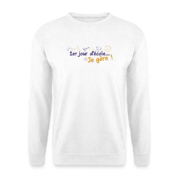 1. Schultag schaffe ich! Blau und Orange - Unisex Pullover - Weiß - Vorne