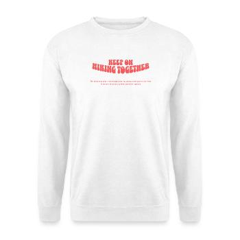 Gemeinsame Bergabenteuer Motiv - Unisex Pullover - Weiß - Vorne - Alina (178cm) & Michal (187cm)