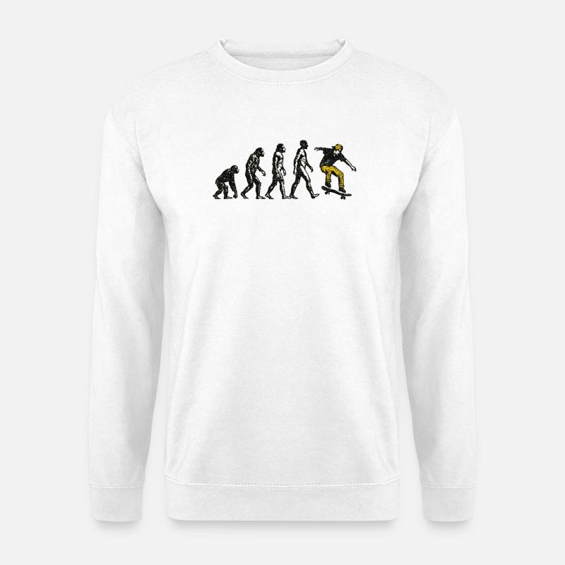 Evolution Skateboarder – Grunge Skate Design - Unisex Pullover - Weiß