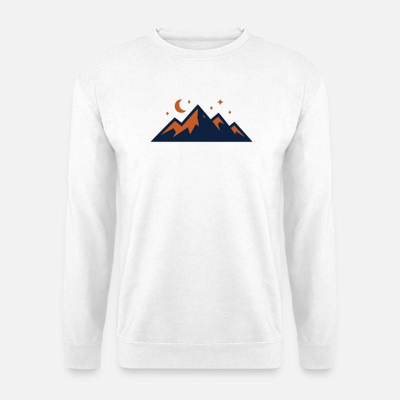Mystische Berge Mond Sterne - Unisex Pullover - Weiß