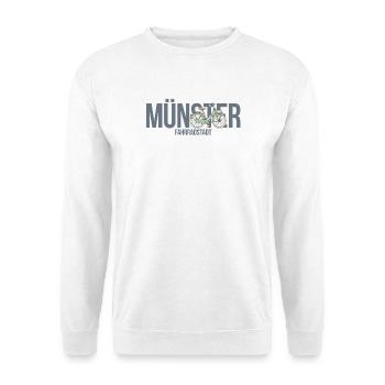 Münster Motiv 2 Fahrradstadt Typo mit Fahrrad - Unisex Pullover - Weiß - Vorne